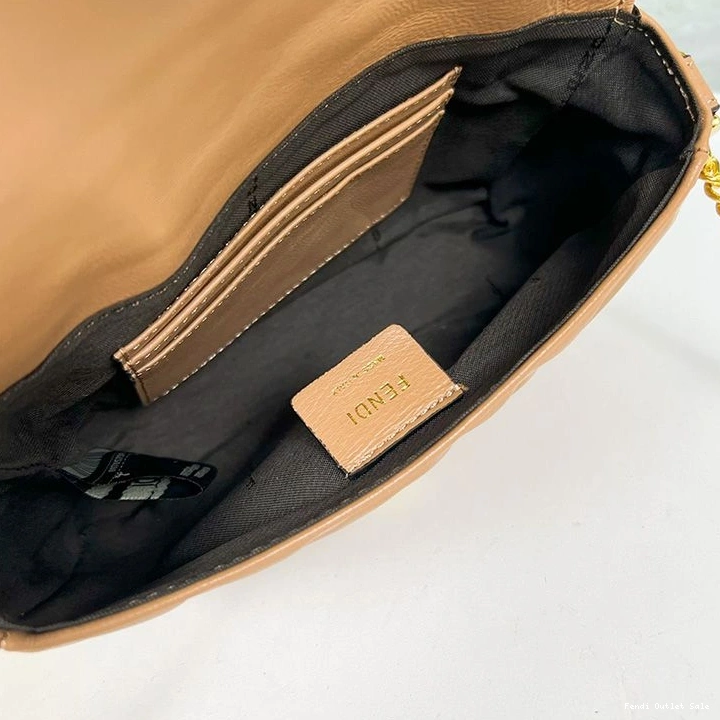 Affordable Leather Fendi Brown Motif Nappa Mini Bag Baguette In FF 0820